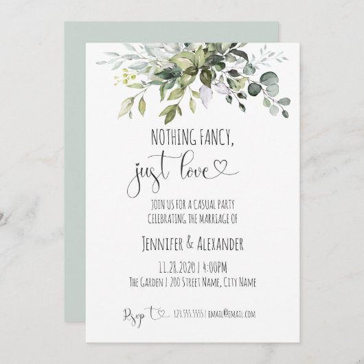 Invitation Rien de fabuleux à l'accueil de mariage d'amour (Devant / Derrière)