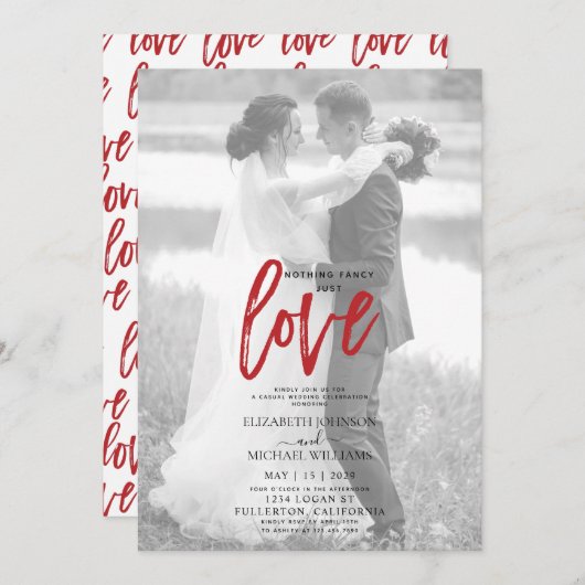 Invitation Rien de fanal Rouge Décontracté Vellum Mariage pho (Devant / Derrière)