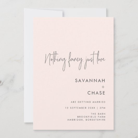 Invitation Rien De Fancy Just Love Blush Pink Mariage (Devant)