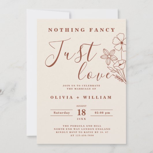 Invitation Rien De Fancy Just Love Burange Boho Mariage (Devant)