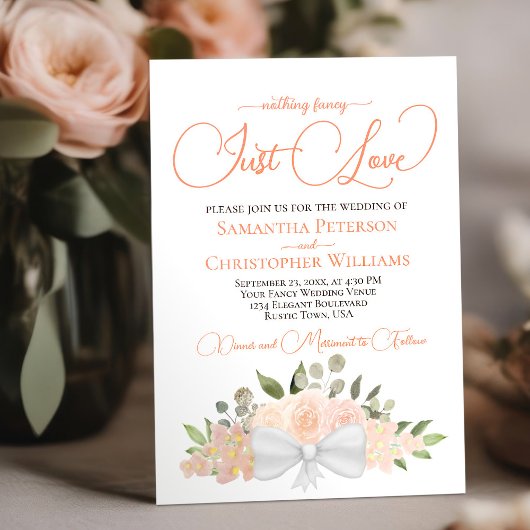 Invitation Rien De Fancy Just Love Coral Peach Floral Mariage