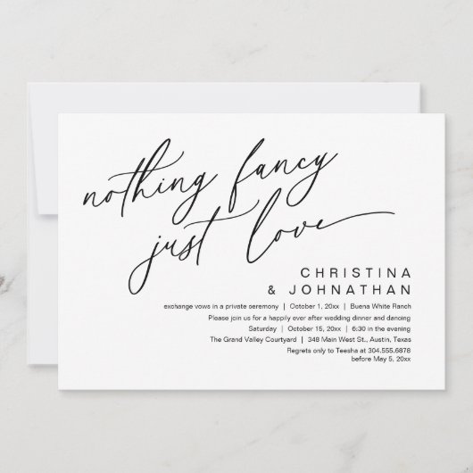 Invitation Rien De Fancy Just Love Dîner Mariage (Devant)