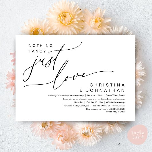 Invitation Rien De Fancy Just Love Dîner Mariage