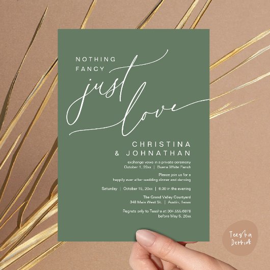 Invitation Rien De Fancy Just Love Dîner Mariage