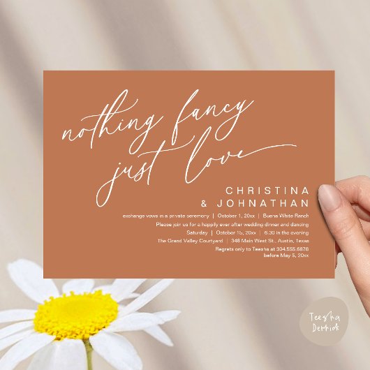 Invitation Rien De Fancy Just Love Dîner Mariage