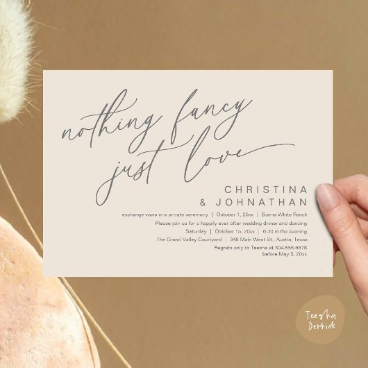 Invitation Rien De Fancy Just Love Dîner Mariage