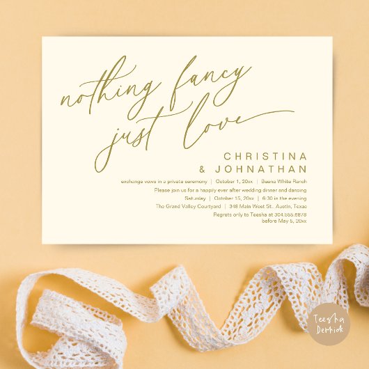 Invitation Rien De Fancy Just Love Dîner Mariage