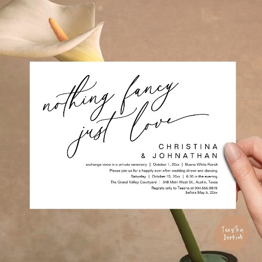 Invitation Rien De Fancy Just Love Dîner Mariage