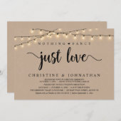 Invitation Rien De Fancy Just Love, Dîner Rustique Mariage (Devant / Derrière)