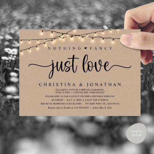 Invitation Rien De Fancy Just Love, Dîner Rustique Mariage