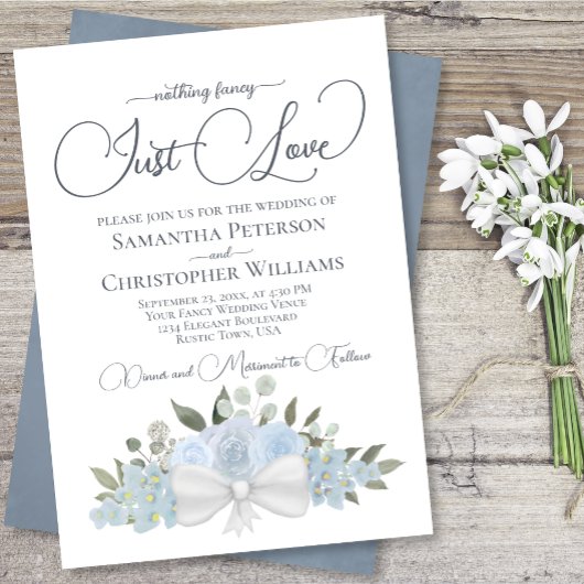 Invitation Rien De Fancy Just Love Dusty Blue Floral Mariage