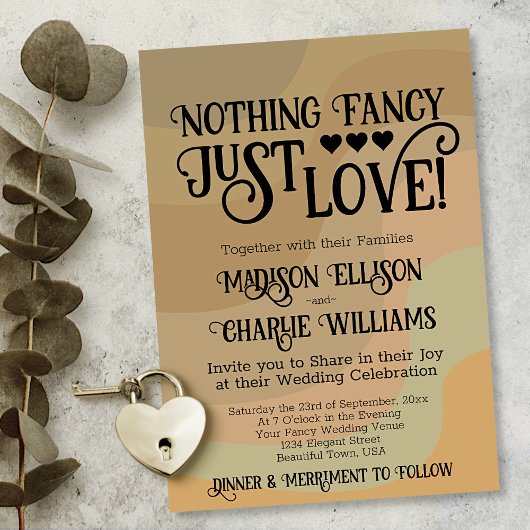 Invitation Rien De Fancy Just Love Earthtone Retro Mariage