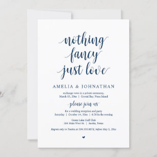 Invitation Rien De Fancy Just Love, Elopement, Navy Blue