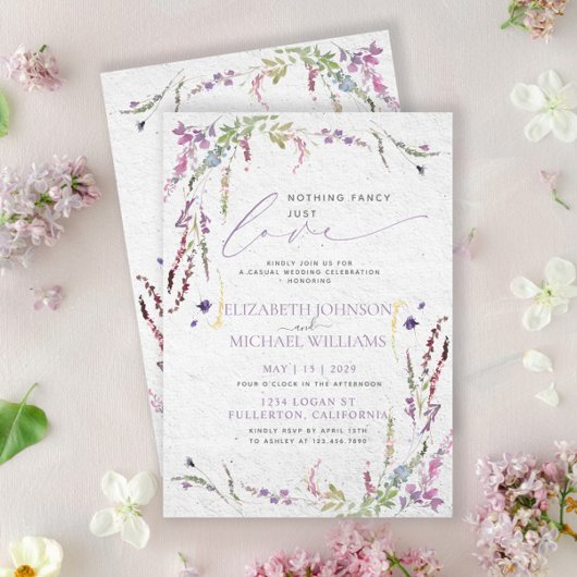 Invitation Rien De Fancy Just Love Floral Décontracté Mariage