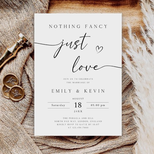 Invitation Rien De Fancy Just Love Invitation, Elopement Rece