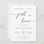 Invitation Rien De Fancy Just Love Invitation, Elopement Rece (Devant)