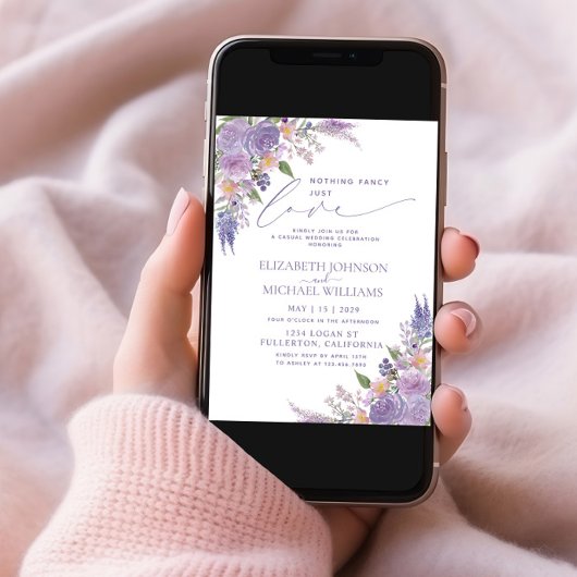 Invitation Rien De Fancy Just Love Lilac Lavender Photo Invit