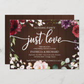 Invitation Rien De Fancy Just Love Mariage Bois rustique (Devant / Derrière)