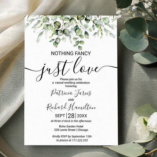 Invitation Rien De Fancy Just Love Mariage de verdure
