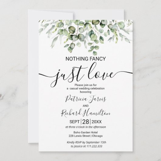 Invitation Rien De Fancy Just Love Mariage de verdure (Devant)