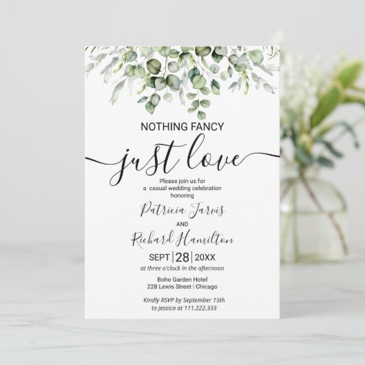 Invitation Rien De Fancy Just Love Mariage de verdure (Debout devant)