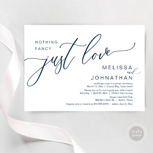 Invitation Rien De Fancy Just Love, Mariage Elopement Brunch
