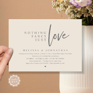 Invitation Rien De Fancy, Just Love Mariage Elopement Dîner