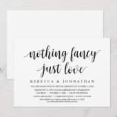 Invitation Rien De Fancy Just Love, Mariage Elopement Dîner (Devant / Derrière)