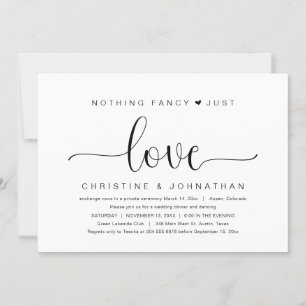 Invitation Rien De Fancy Just Love, Mariage Elopement Party