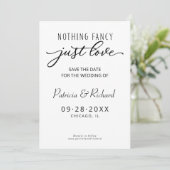 Invitation Rien De Fancy Just Love Mariage Enregistrer La Dat (Debout devant)