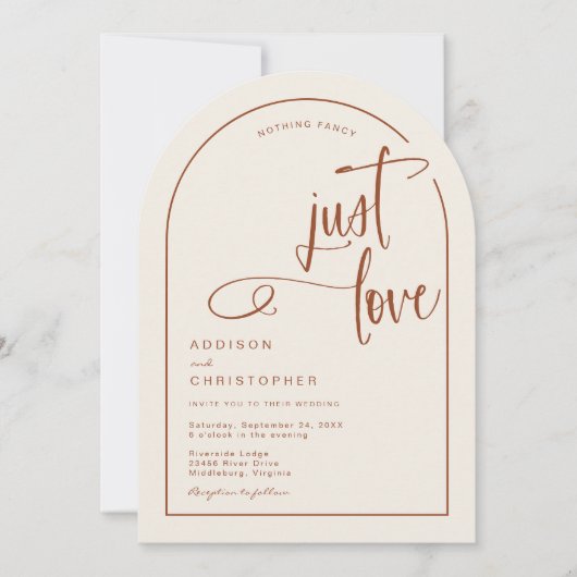 Invitation Rien De Fancy Just Love Mariage manuscrit Script (Devant)