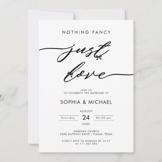 Invitation Rien De Fancy Just Love Mariage Réception (Devant)