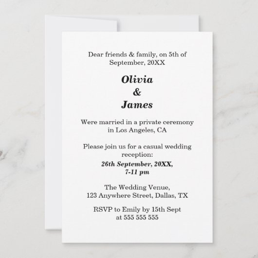 Invitation Rien De Fancy Just Love Mariage Réception Photo (Dos)