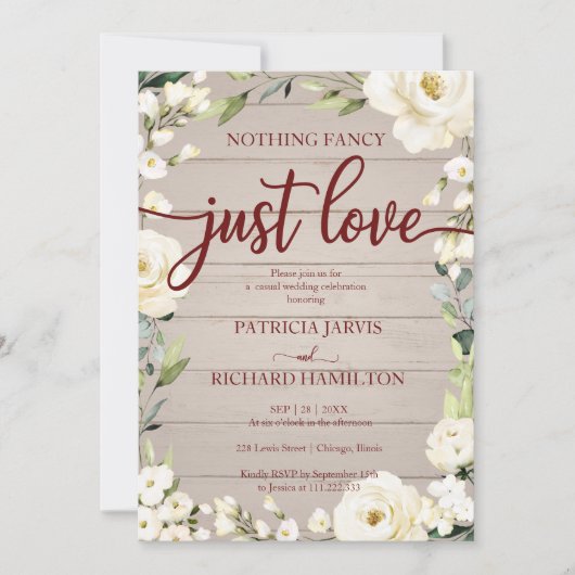 Invitation Rien De Fancy Just Love Mariage Rustique Floral (Devant)
