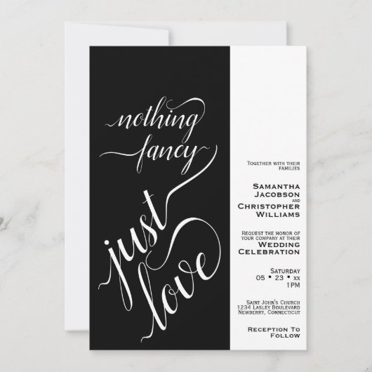Invitation Rien De Fancy Just Love Modern Black Mariage (Devant)