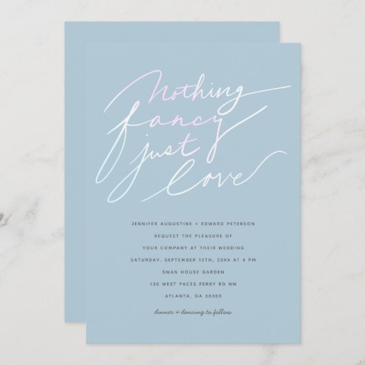 Invitation Rien De Fancy Just Love Modern Script Mariage (Devant / Derrière)