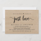 Invitation Rien De Fancy Just Love, Moderne Elopement Mariage (Devant)