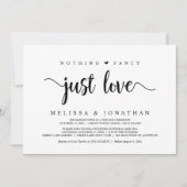 Invitation Rien De Fancy Just Love, Moderne Elopement Mariage (Devant)