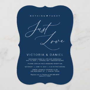 Invitation Rien De Fancy Just Love, Navy Blue, Wed Elopement