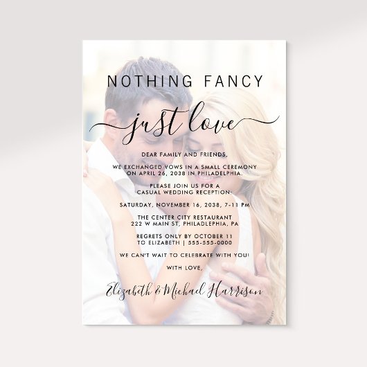 Invitation Rien De Fancy Just Love Photo Mariage Réception