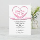 Invitation Rien De Fancy Just Love Pink Heart Ribbon Mariage (Debout devant)