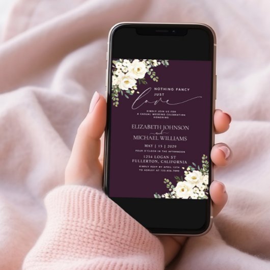 Invitation Rien De Fancy Just Love Plum Purple Floral Mariage