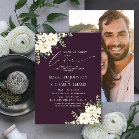Invitation Rien De Fancy Just Love Plum Purple Photo Mariage