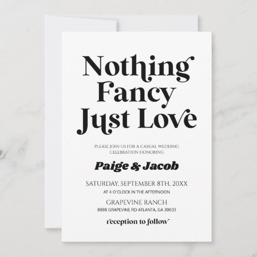 Invitation Rien De Fancy Just Love Retro Mariage Décontracté (Devant)