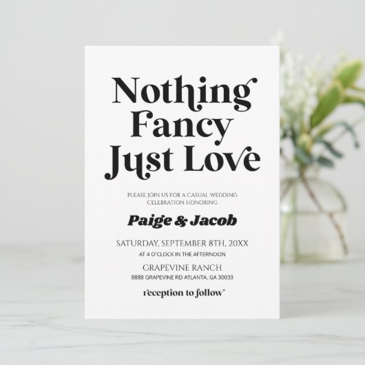 Invitation Rien De Fancy Just Love Retro Mariage Décontracté (Debout devant)