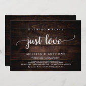 Invitation Rien De Fancy Just Love, Rustic Mariage Elopement (Devant / Derrière)
