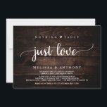 Invitation Rien De Fancy Just Love, Rustic Mariage Elopement<br><div class="desc">Belle rien de fantaisie juste l'amour fête,  Mariage Elopement Faire-part / carte d'invitation,  dans rustique ferme Bois,  String Lights design. C'est parfait pour votre réception de mariage et fête post-mariage. Ajoutez vos détails dans la police correspondante / lettrage. #TeeshaDerrick</div>
