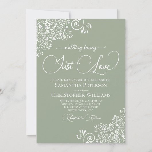 Invitation Rien De Fancy Just Love Sage Green Mariage (Devant)