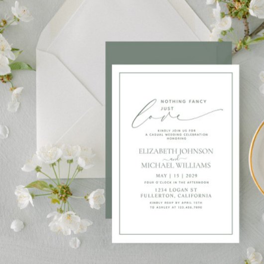 Invitation Rien De Fancy Just Love Sage Vert Mariage Décontra