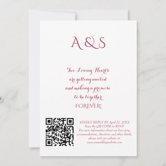 Invitation Rien De Fancy Just Love Script Pink Magenta Photo (Dos)